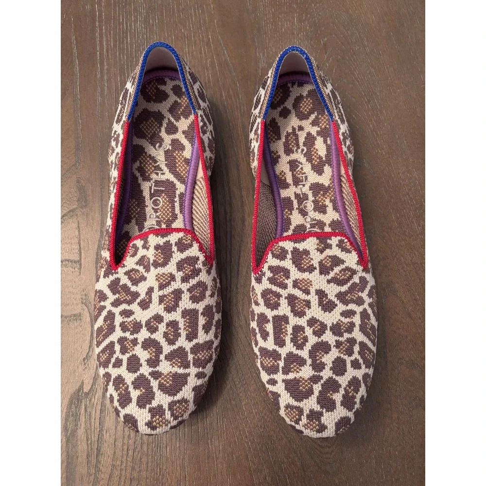 Rothy's The Loafer Mocha Spot Flats Women's Size 8.5 Leopard Animal Print